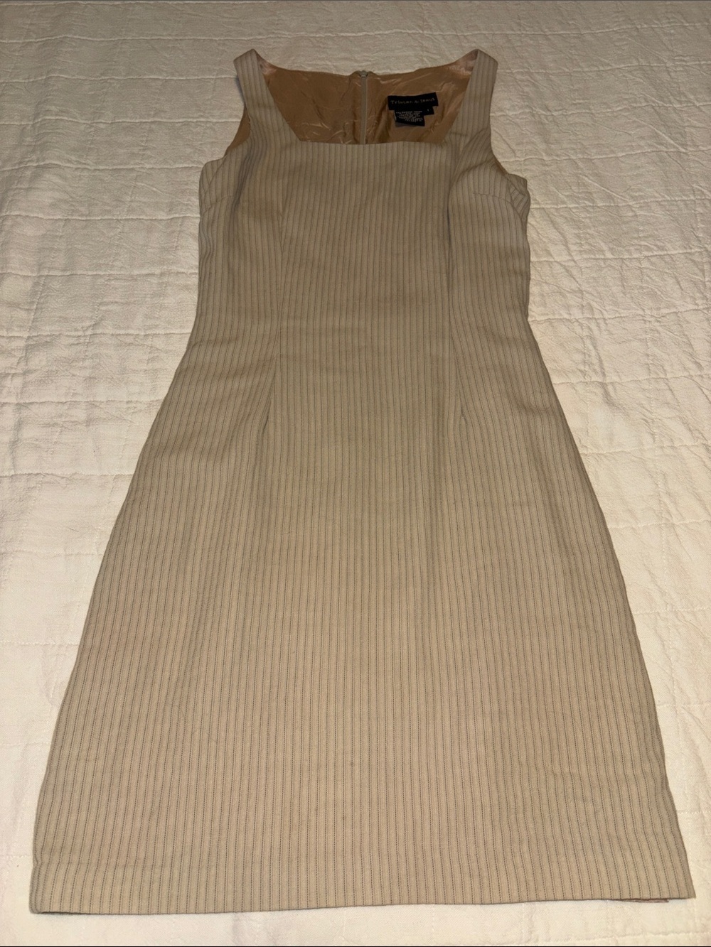 Sleeveless Ribbed Midi Dress in Beige